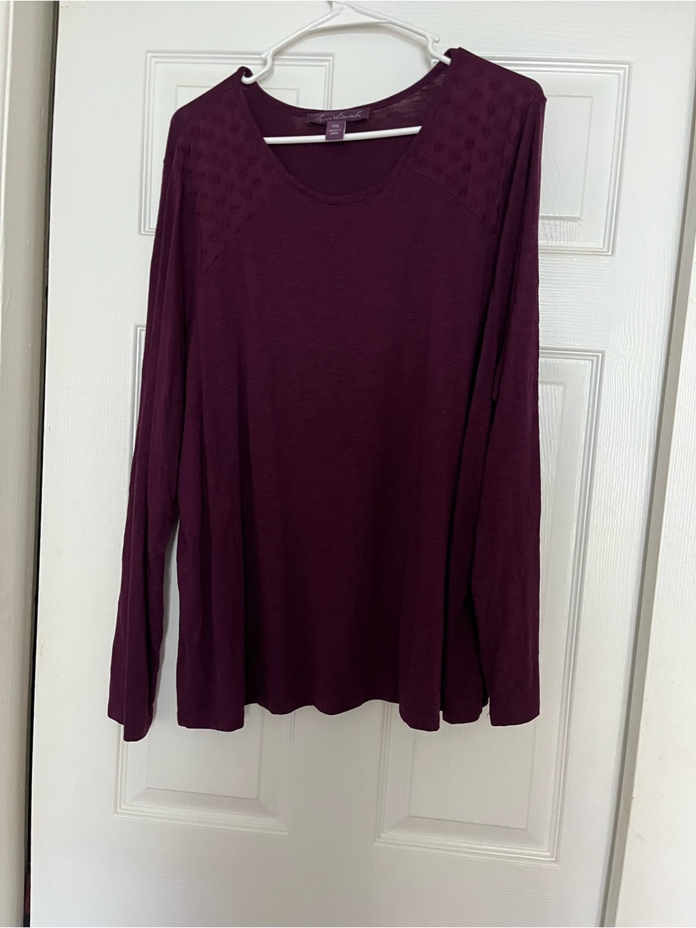 Gloria Vanderbilt Plum Long Sleeve Scoop Neck Top